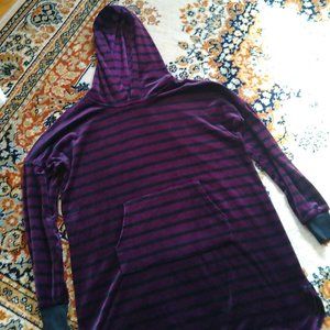 Purple and Black Striped Velvet Soft Pajama Pullover
